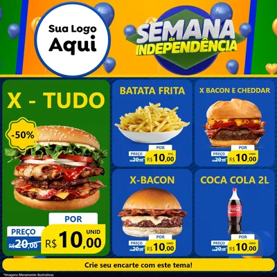 Modelo de Rede Social para Feed Facebook com o tema Semana da Independência para Hamburgueria