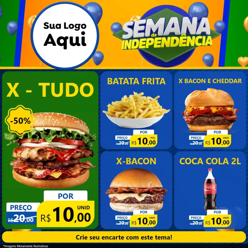 Modelo de Rede Social para Feed Facebook com o tema Semana da Independência para Hamburgueria