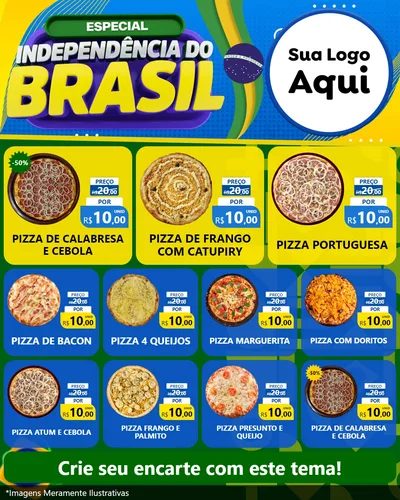 Modelo de Rede Social para Feed Instagram com o tema Especial Independência do Brasil para Pizzaria