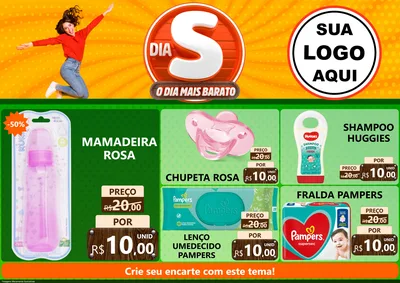 Modelo de Encarte para Encarte A4 Horizontal com o tema Dia S - O Dia Mais Barato para Bebês