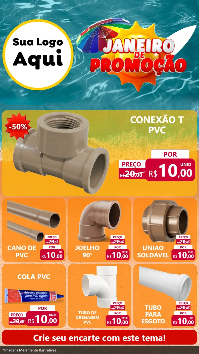 Modelo de Rede Social para Stories com o tema Janeiro de Promoção para Tubos e conexões