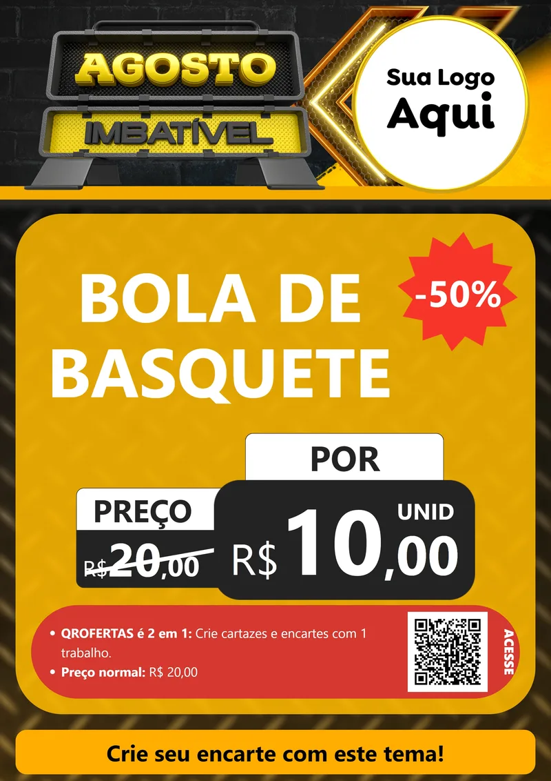 Modelo de Cartaz para Cartaz A4 Vertical com o tema Agosto Imbatível para Artigos Esportivos