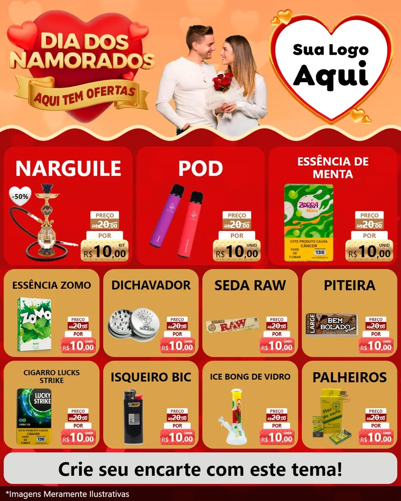 Modelo de Rede Social para Feed Instagram com o tema Dia dos Namorados - Aqui Tem Ofertas para Tabacaria