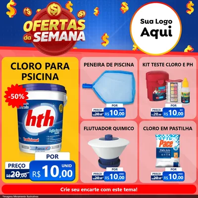 Modelo de Rede Social para Feed Facebook com o tema Ofertas Da Semana para Produtos para Piscina