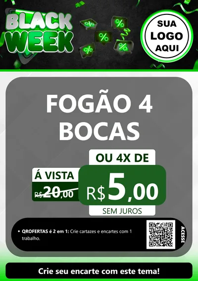 Modelo de Cartaz para Cartaz A4 Vertical com o tema Black Week para Móveis e Eletro