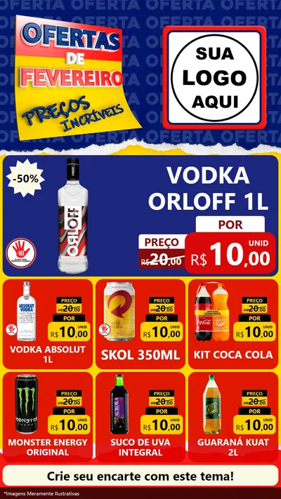 Modelo de Rede Social para Stories com o tema Ofertas de Fevereiro - Preços Incríveis para Distribuidora de bebidas