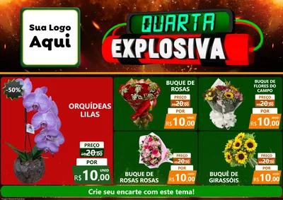 Modelo de Encarte para Encarte A4 Horizontal com o tema Quarta Explosiva para Floricultura e jardim