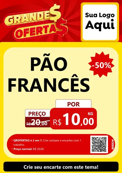 Modelo de Cartaz para Cartaz A4 Vertical com o tema Grandes Ofertas para Padaria