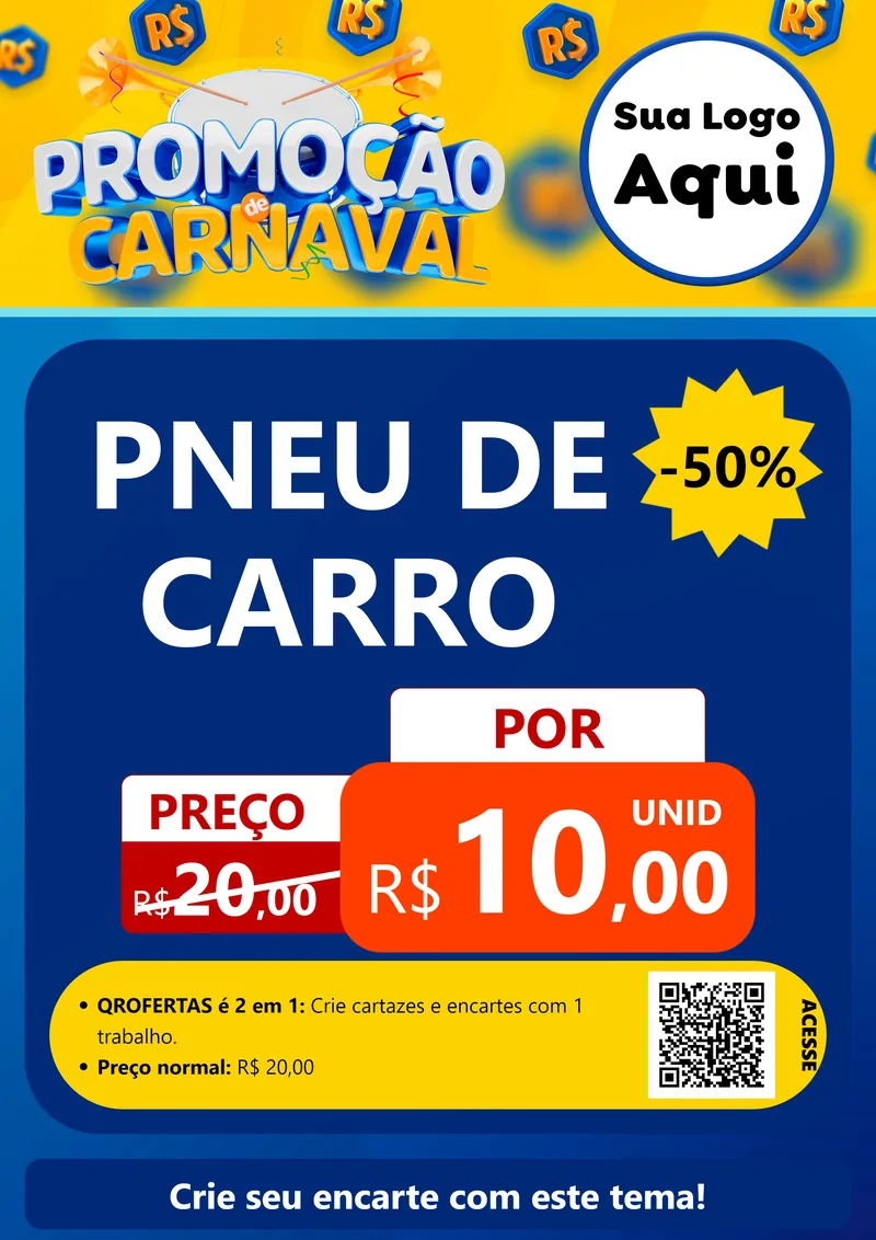 Modelo de Cartaz para Cartaz A4 Vertical com o tema Promoção de Carnaval para Auto peças
