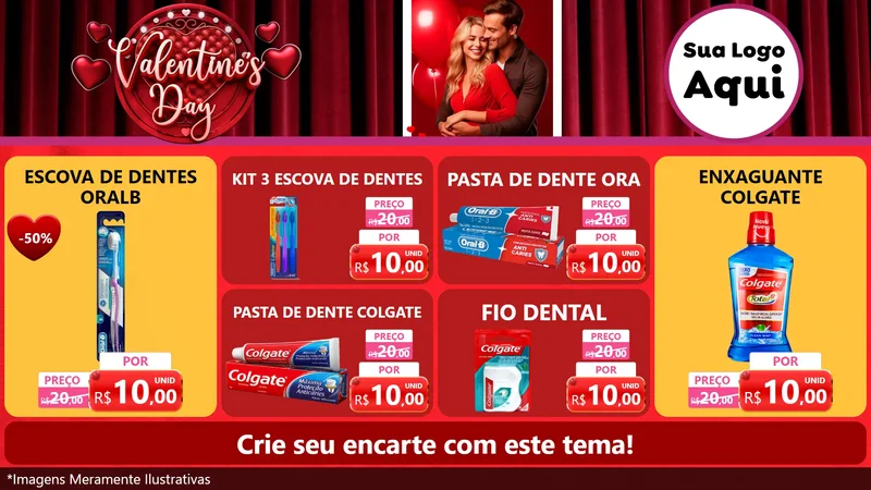 Modelo de TV para TV Horizontal com o tema Valentine's Day para Higiene Pessoal