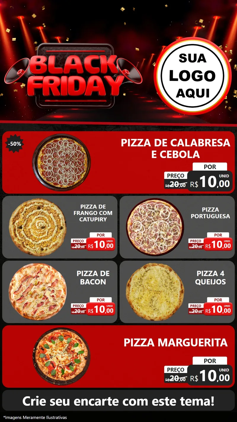 Modelo de TV para TV Vertical com o tema Black Friday para Pizzaria