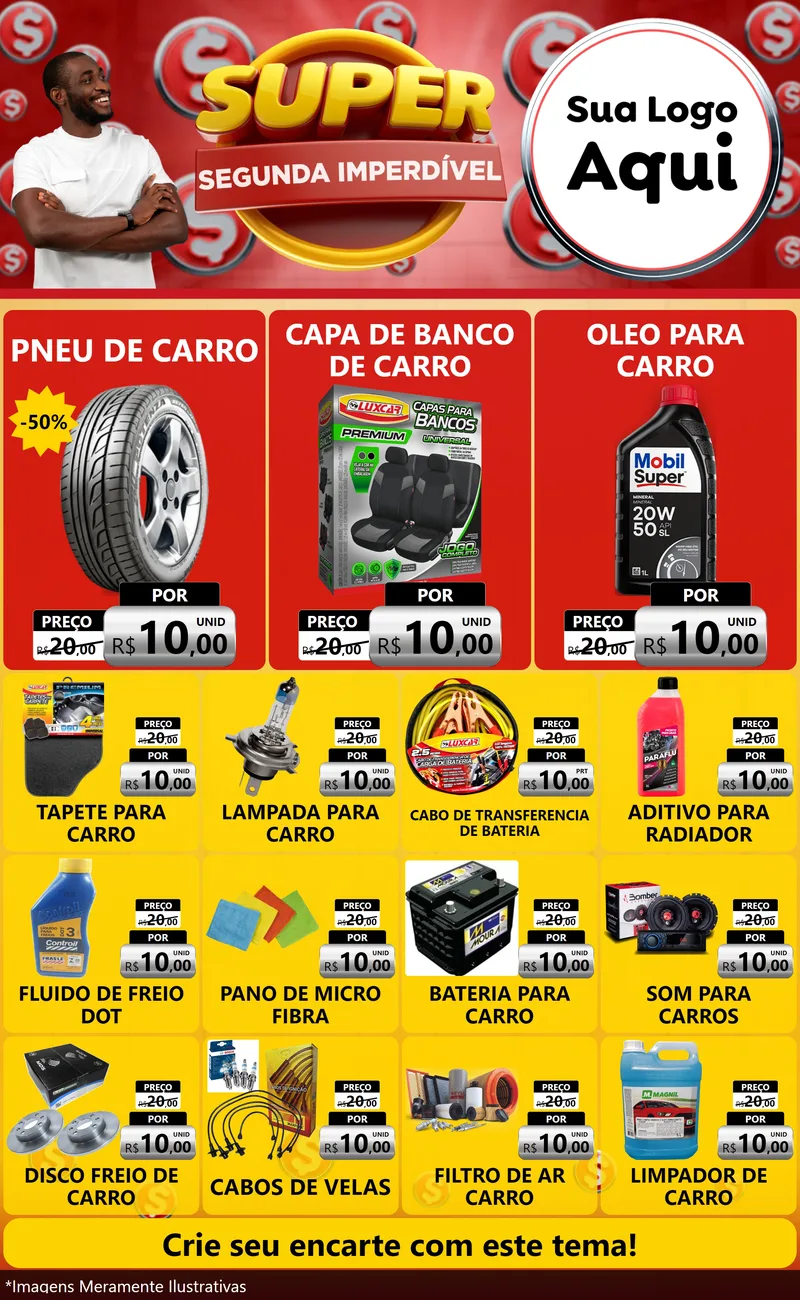 Modelo de Encarte para Encarte Grande com o tema Super Segunda Imperdível para Auto peças