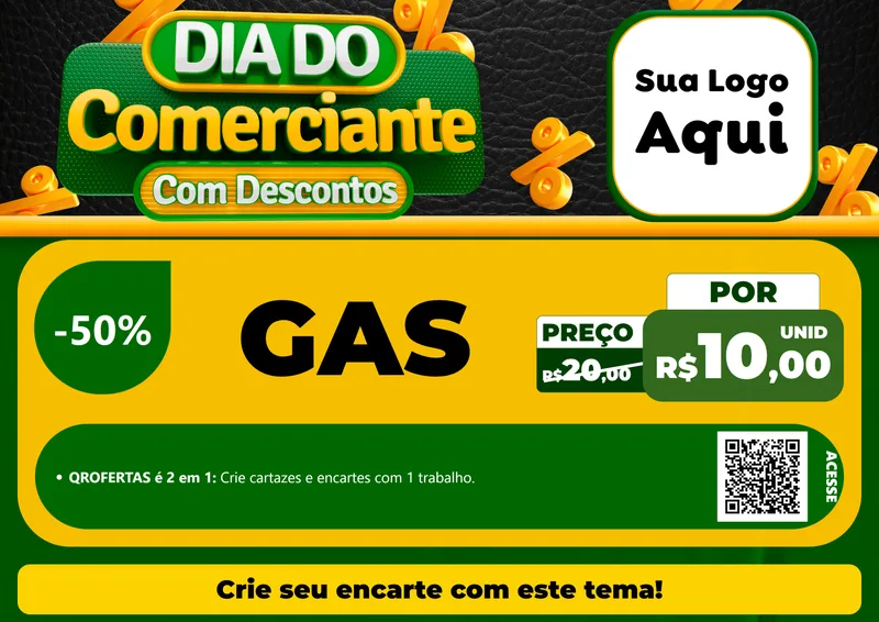Modelo de Cartaz para Cartaz A4 Horizontal com o tema Dia do Comerciante com Descontos para Água e gás