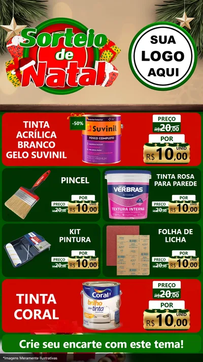 Modelo de TV para TV Vertical com o tema Sorteio de Natal para Tintas e Ferramentas
