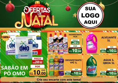 Modelo de Encarte para Encarte A4 Horizontal com o tema Ofertas de Natal para Produtos de Limpeza