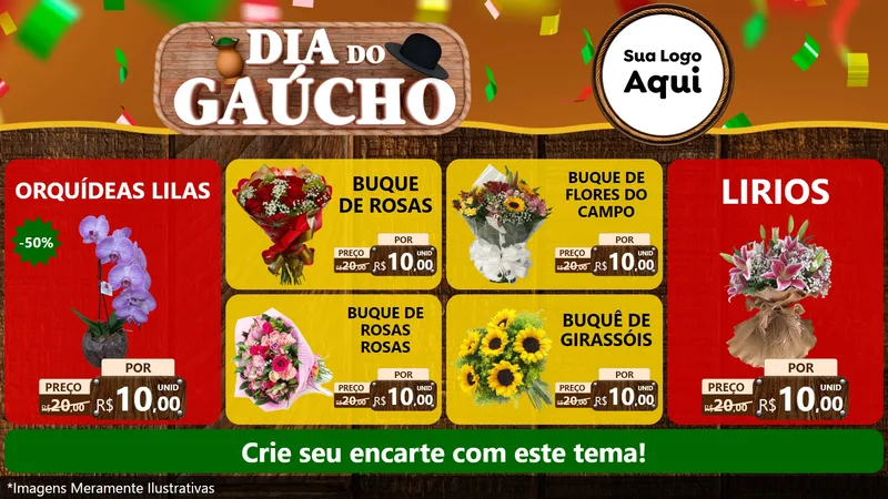 Modelo de TV para TV Horizontal com o tema Dia do Gaúcho para Floricultura e jardim