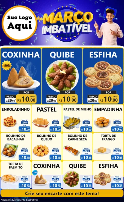 Modelo de Encarte para Encarte Grande com o tema Março Imbatível para Salgadaria
