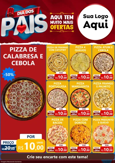 Modelo de Encarte para Encarte A4 Vertical com o tema Dia dos Pais para Pizzaria