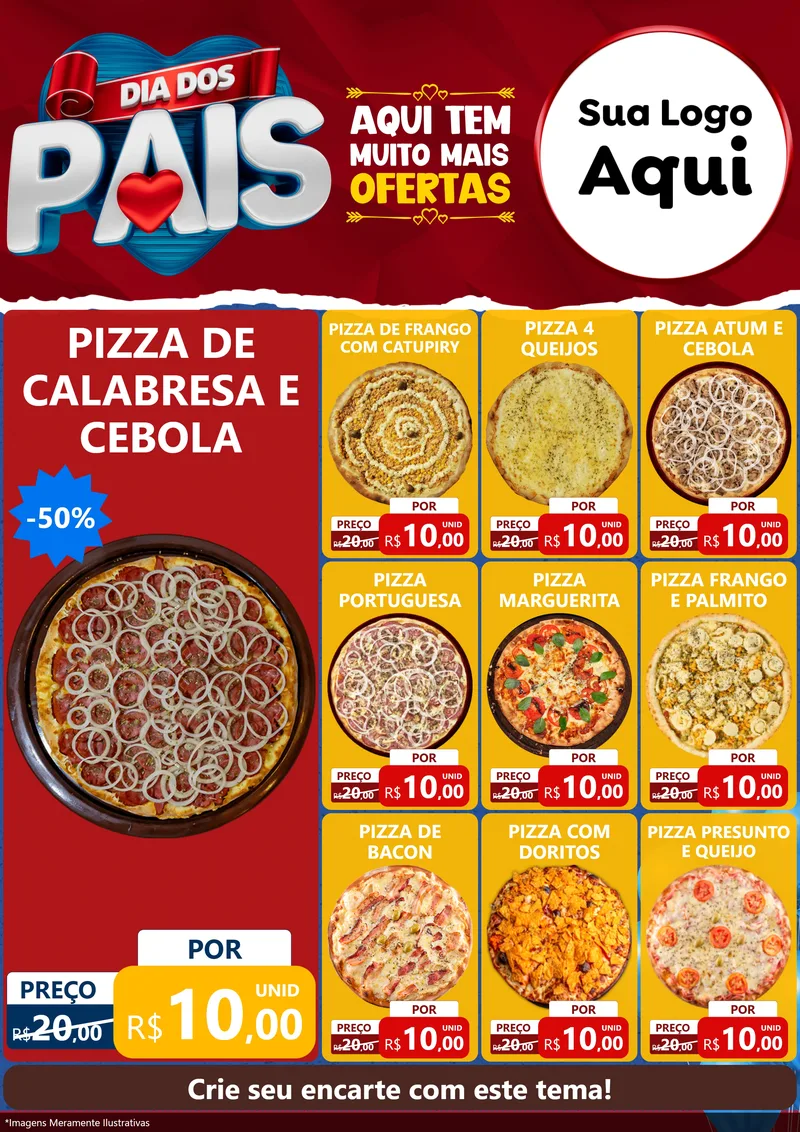 Modelo de Encarte para Encarte A4 Vertical com o tema Dia dos Pais para Pizzaria