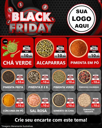 Modelo de Rede Social para Feed Instagram com o tema Black Friday para Produtos Naturais