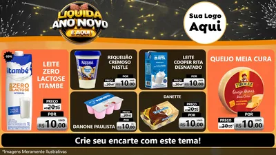 Modelo de TV para TV Horizontal com o tema Liquida Ano Novo É Aqui! para Frios e Laticínios