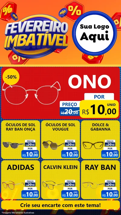 Modelo de Rede Social para Stories com o tema Fevereiro Imbatível para Óticas