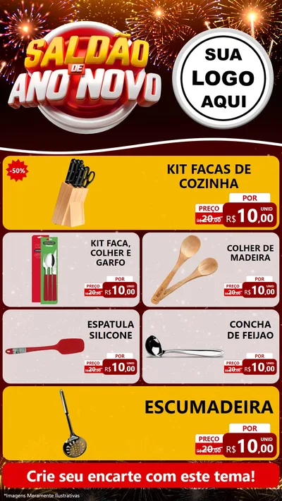 Modelo de TV para TV Vertical com o tema Saldão de Ano Novo para Utilidades Domésticas
