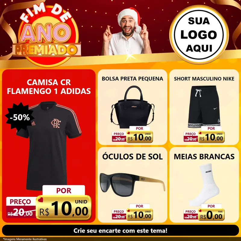 Modelo de Rede Social para Feed Facebook com o tema Fim de Ano Premiado para Roupas e acessórios