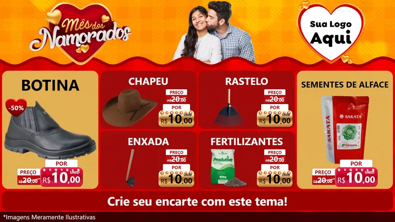 Modelo de TV para TV Horizontal com o tema Mês dos Namorados para Agropecuária