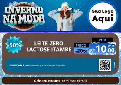 Modelo de Cartaz para Cartaz A4 Horizontal com o tema Inverno na Moda para Frios e Laticínios