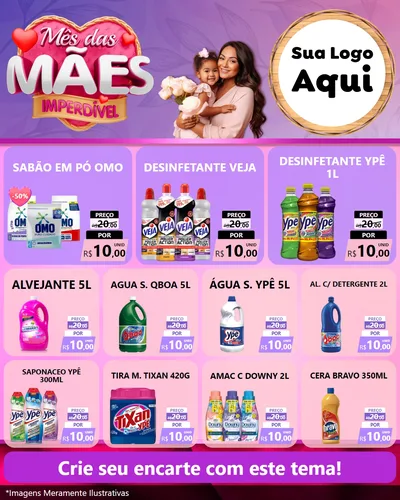 Modelo de Rede Social para Feed Instagram com o tema Mês das Mães Imperdível para Produtos de Limpeza