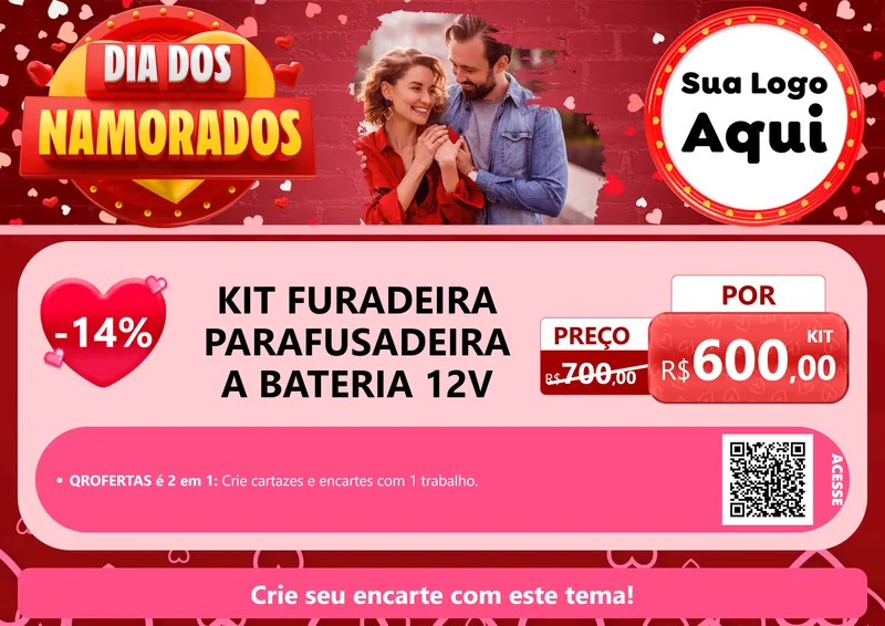Modelo de Cartaz para Cartaz A4 Horizontal com o tema Dia Dos Namorados para Maquinas e Ferramentas