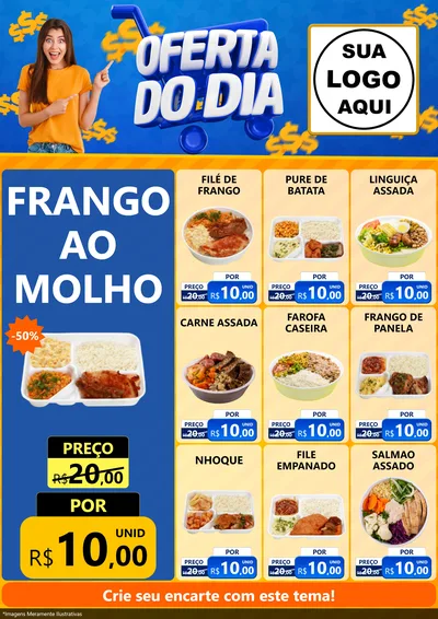 Modelo de Encarte para Encarte A4 Vertical com o tema Oferta do Dia para Restaurante