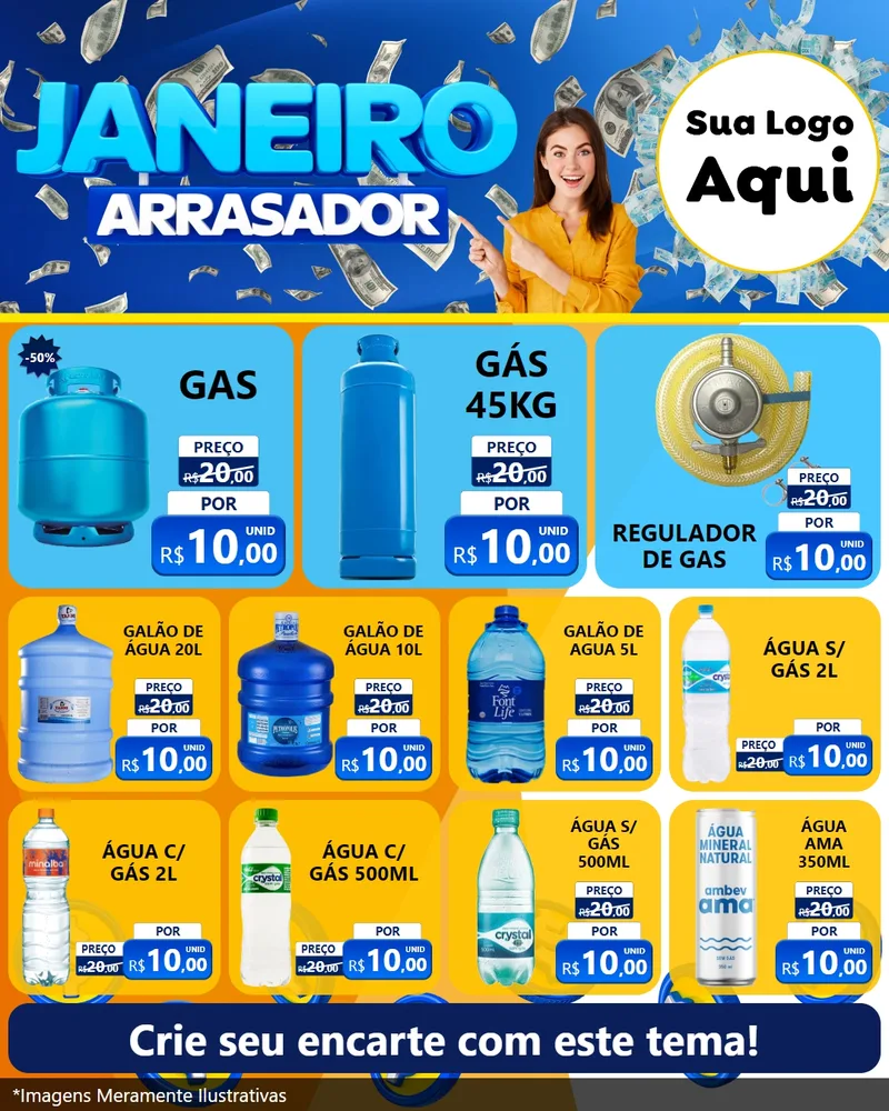 Modelo de Rede Social para Feed Instagram com o tema Janeiro Arrasador para Água e gás