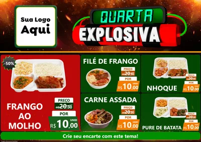 Modelo de Encarte para Encarte A4 Horizontal com o tema Quarta Explosiva para Restaurante