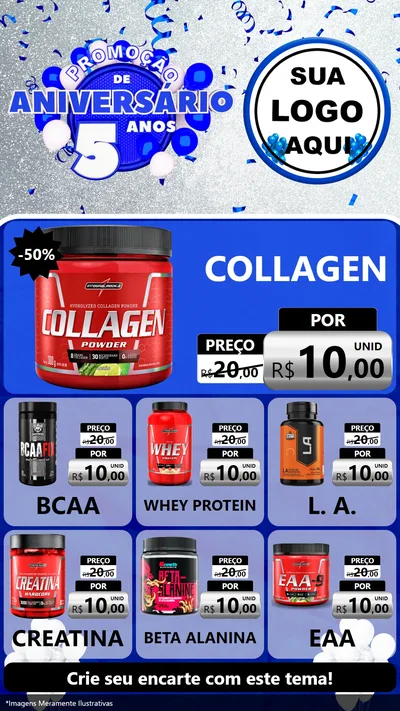 Modelo de Rede Social para Stories com o tema Promoção de Aniversário - 5 Anos para Suplementos alimentares