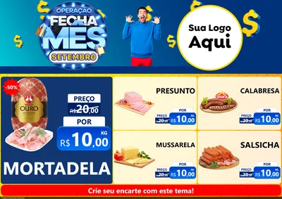 Modelo de Encarte para Encarte A4 Horizontal com o tema Operação Fecha Mês Setembro para Frios e Laticínios