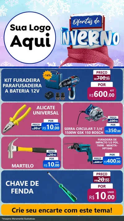 Modelo de TV para TV Vertical com o tema Ofertas de Inverno para Maquinas e Ferramentas