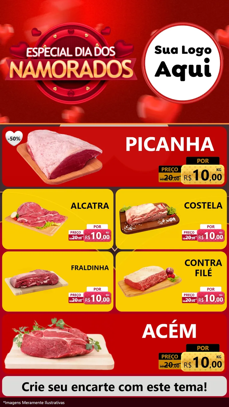 Modelo de TV para TV Vertical com o tema Especial Dia Dos Namorados para Açougue