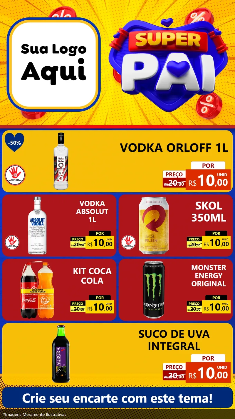 Modelo de TV para TV Vertical com o tema Super Pai para Distribuidora de bebidas