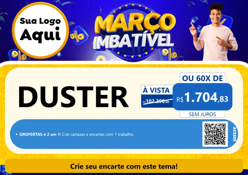 Modelo de Cartaz para Cartaz A4 Horizontal com o tema Março Imbatível para Concessionaria de Carros