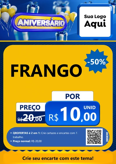 Modelo de Cartaz para Cartaz A4 Vertical com o tema Aniversário para Assados