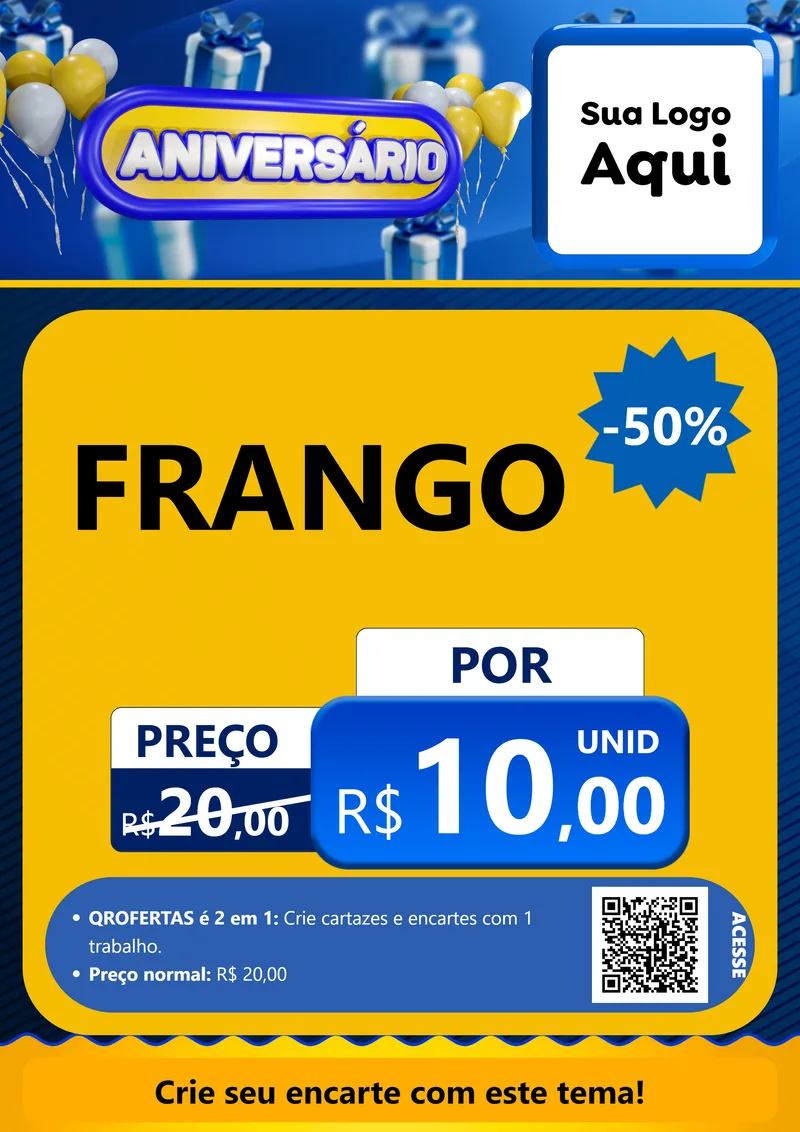 Modelo de Cartaz para Cartaz A4 Vertical com o tema Aniversário para Assados