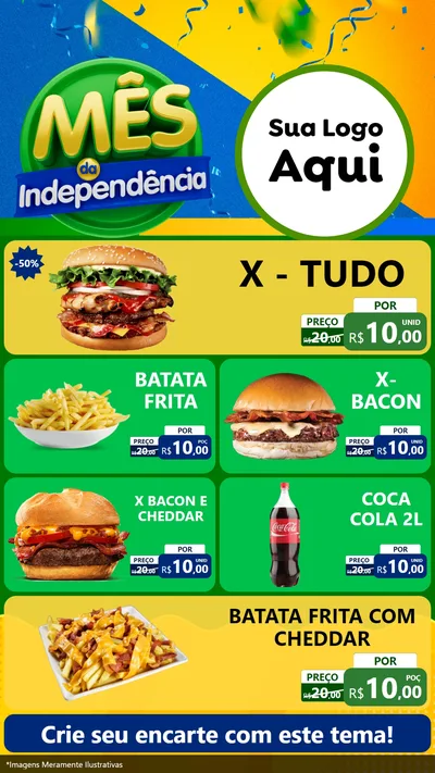 Modelo de TV para TV Vertical com o tema Mês da Independência para Hamburgueria