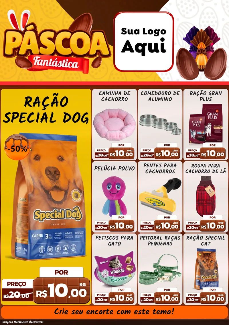 Modelo de Encarte para Encarte A4 Vertical com o tema Páscoa Fantástica para Pet Shop