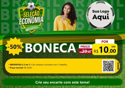 Modelo de Cartaz para Cartaz A4 Horizontal com o tema Seleção de Economia - Copa para Brinquedos