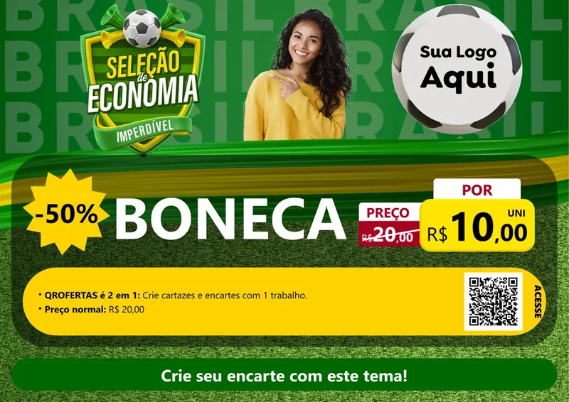 Modelo de Cartaz para Cartaz A4 Horizontal com o tema Seleção de Economia - Copa para Brinquedos