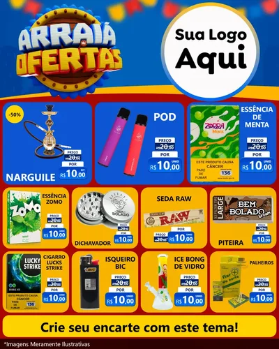 Modelo de Rede Social para Feed Instagram com o tema Arraiá de Ofertas - Junina para Tabacaria