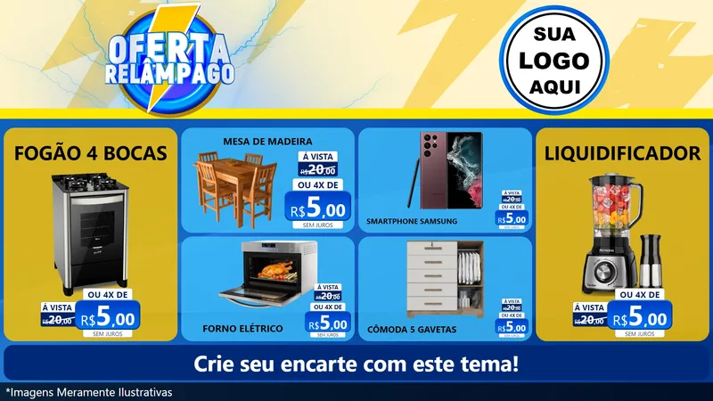 Modelo de TV para TV Horizontal com o tema Oferta Relâmpago para Móveis e Eletro
