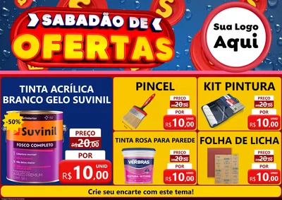 Modelo de Encarte para Encarte A4 Horizontal com o tema Sabadão de Ofertas para Tintas e Ferramentas